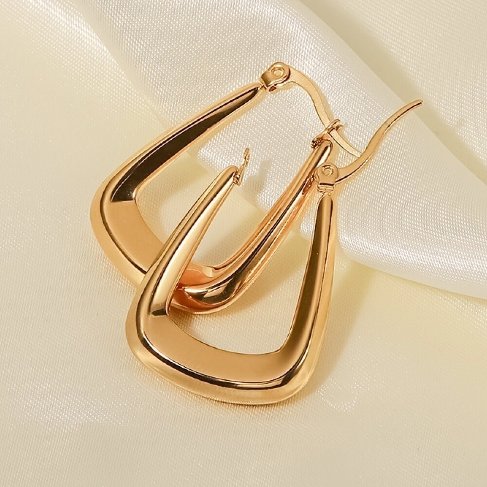 Elongated Hoop Earrings 18K Gold-Plated